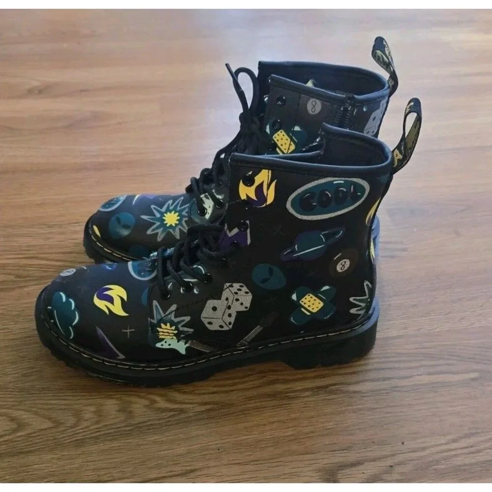 Dr Martens Kids 1460 Sticker Print Leather Lace Up Boots Size 5 Display Unit